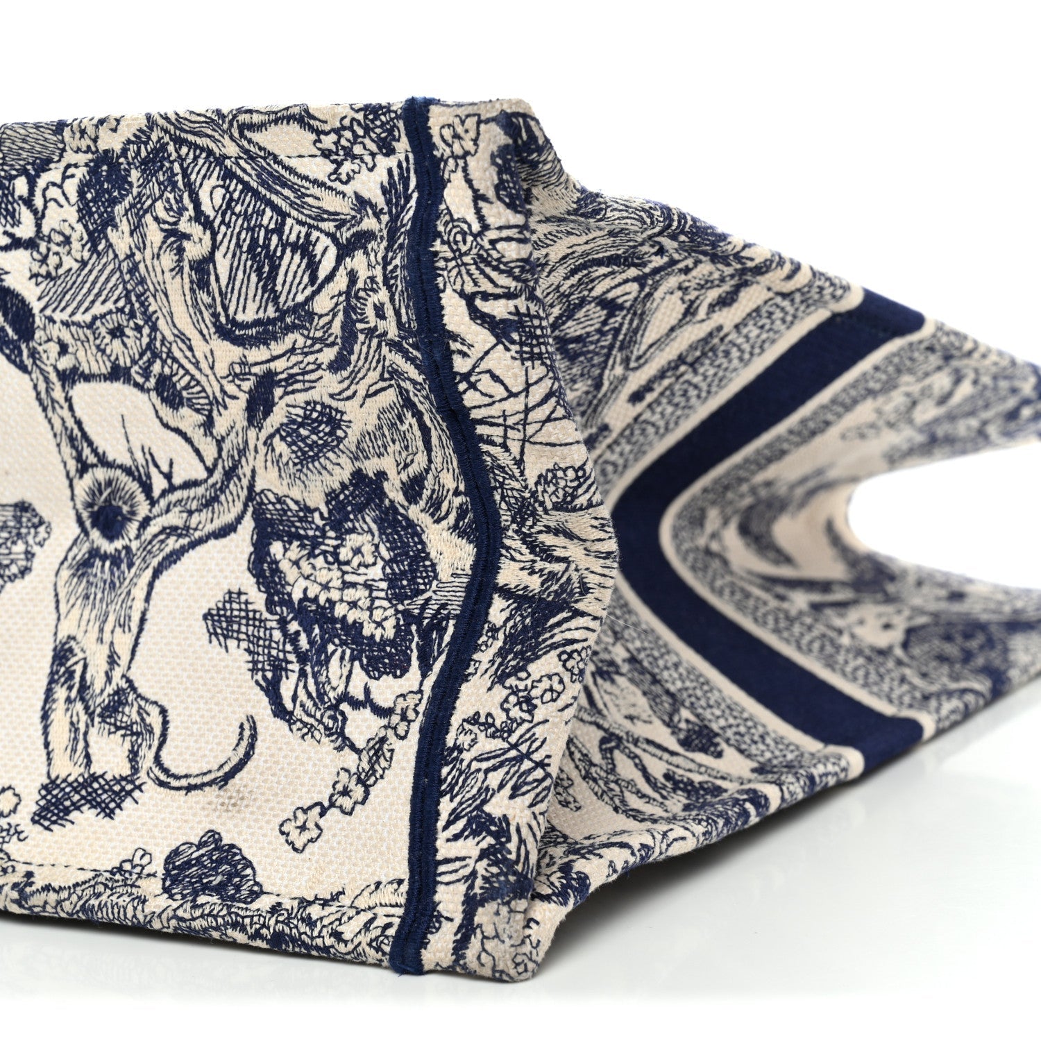 Christian Dior Canvas Embroidered Large Dioriviera Toile De Jouy Book Tote Blue