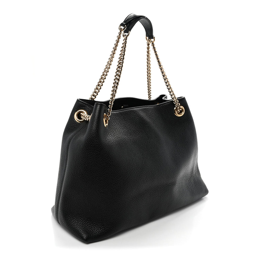 Gucci Pebbled Calfskin Medium Soho Chain Shoulder Bag Black