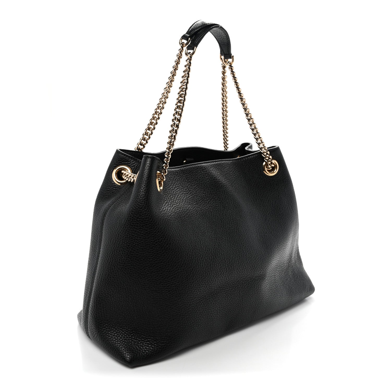 Gucci Pebbled Calfskin Medium Soho Chain Shoulder Bag Black