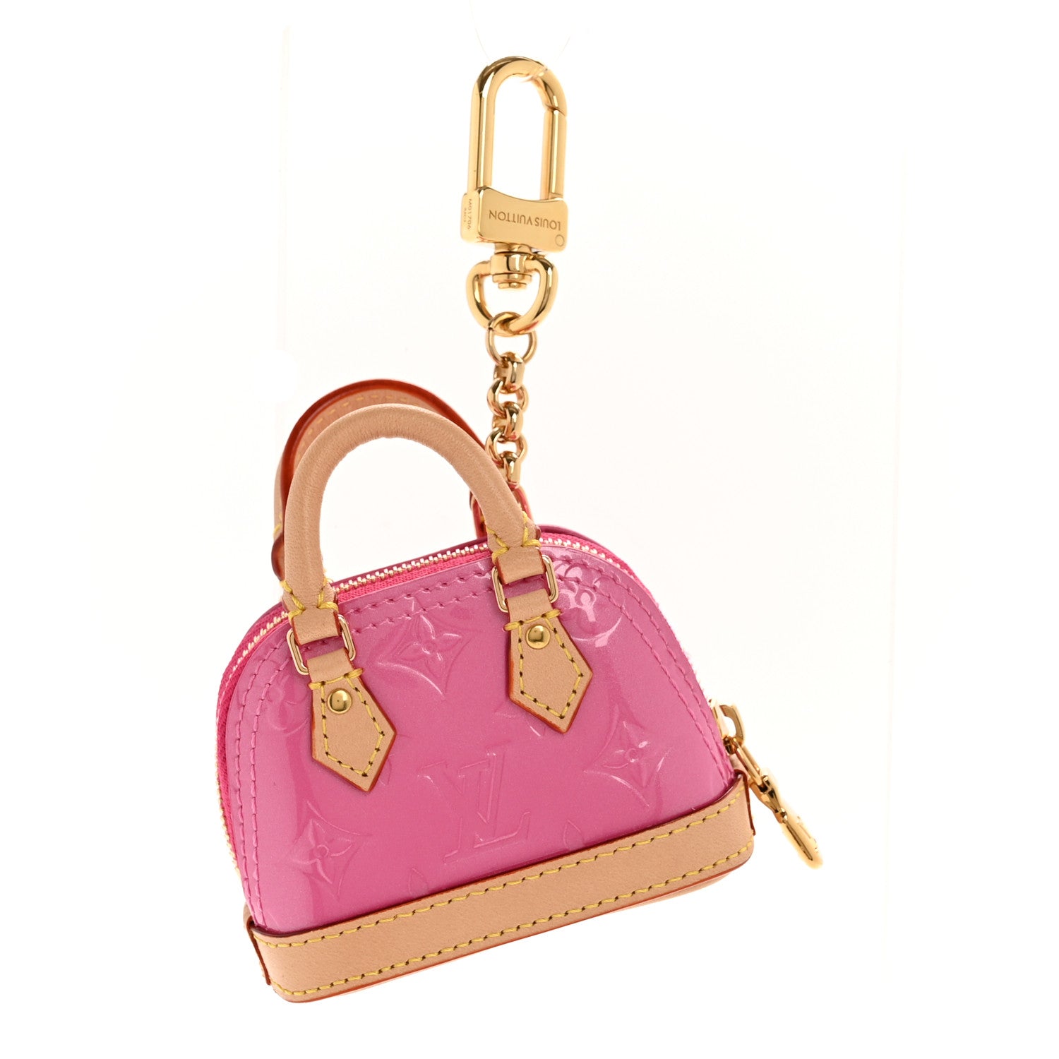 Louis Vuitton Vernis Monogram Micro Alma Bag Charm Key Holder Neon Pink