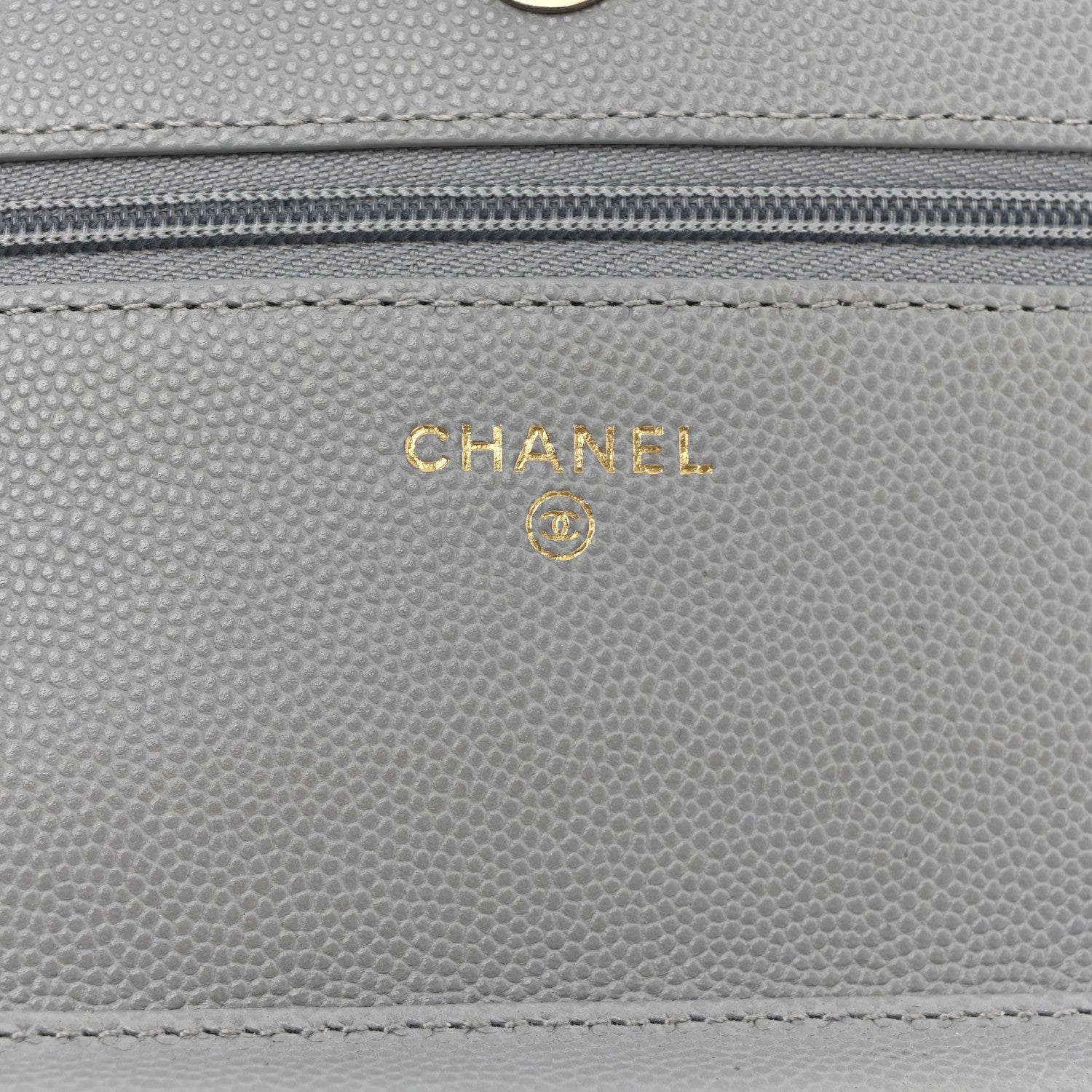 Chanel Caviar Quilted Textured CC Wallet On Chain WOC Grey