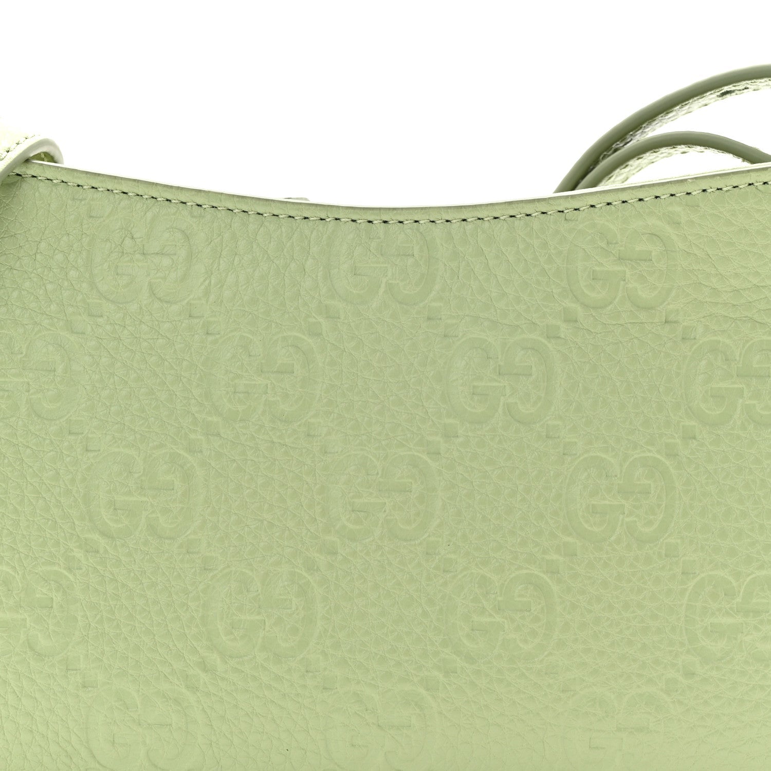 Gucci GG Grainy Calfskin Emblem Super Mini Shoulder Bag Sage Leaf