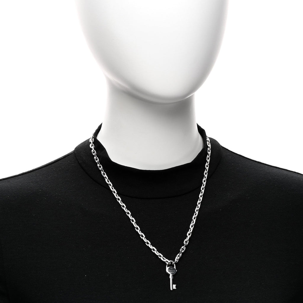 Gucci Sterling Silver Trademark Key Pendant Necklace