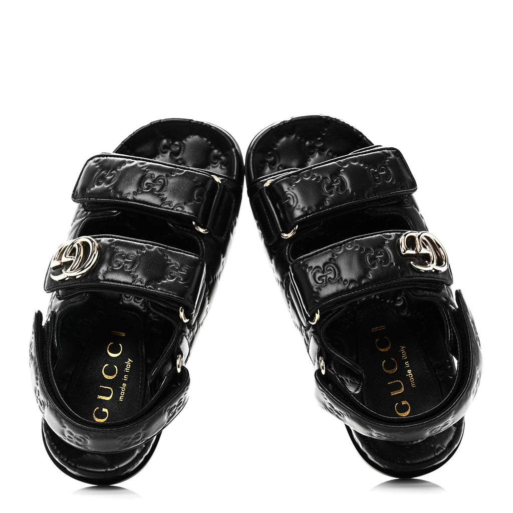 Gucci Guccissima GG Embossed Womens Sandals 35 Black