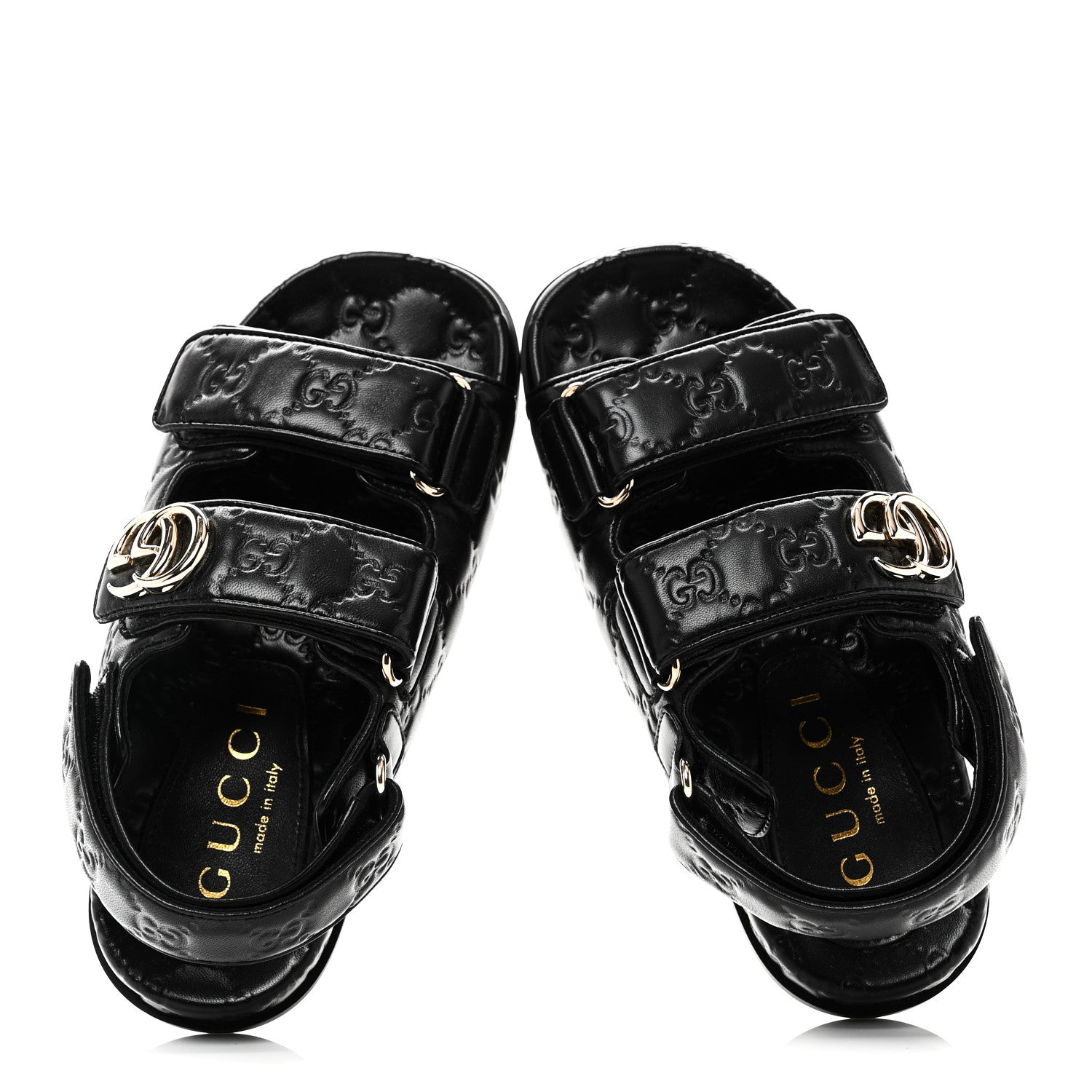Gucci Guccissima GG Embossed Womens Sandals 35 Black