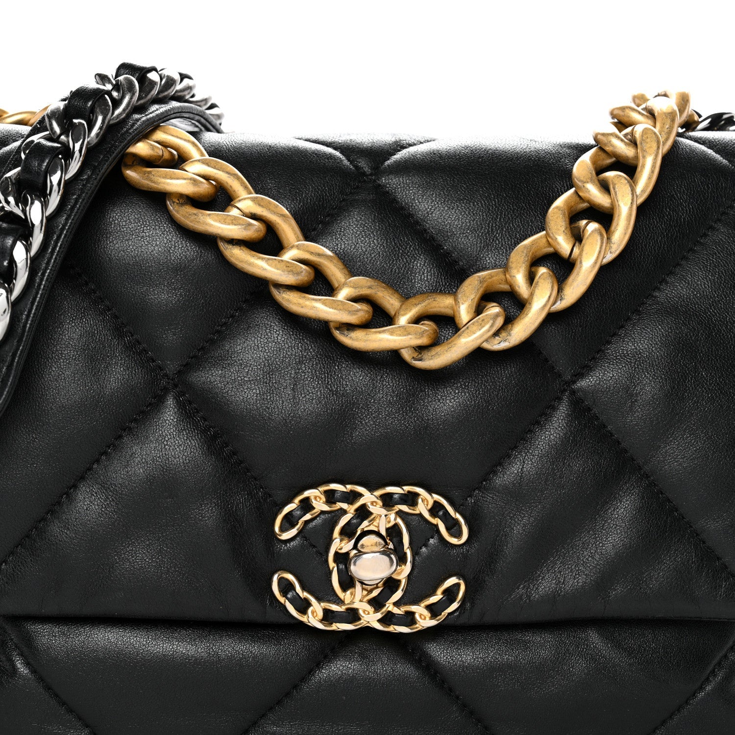 Chanel Goatskin Quilted Large Chanel 19 Flap Black