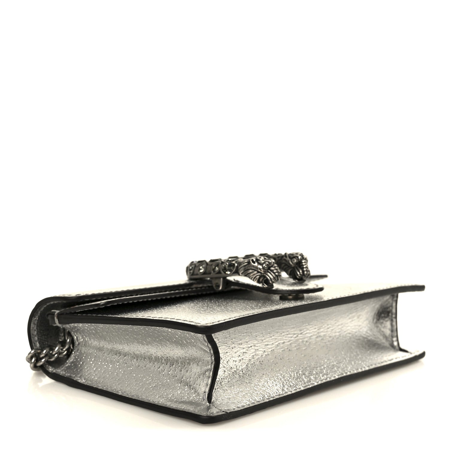 Gucci Metallic Calfskin Super Mini Dionysus Shoulder Bag Silver