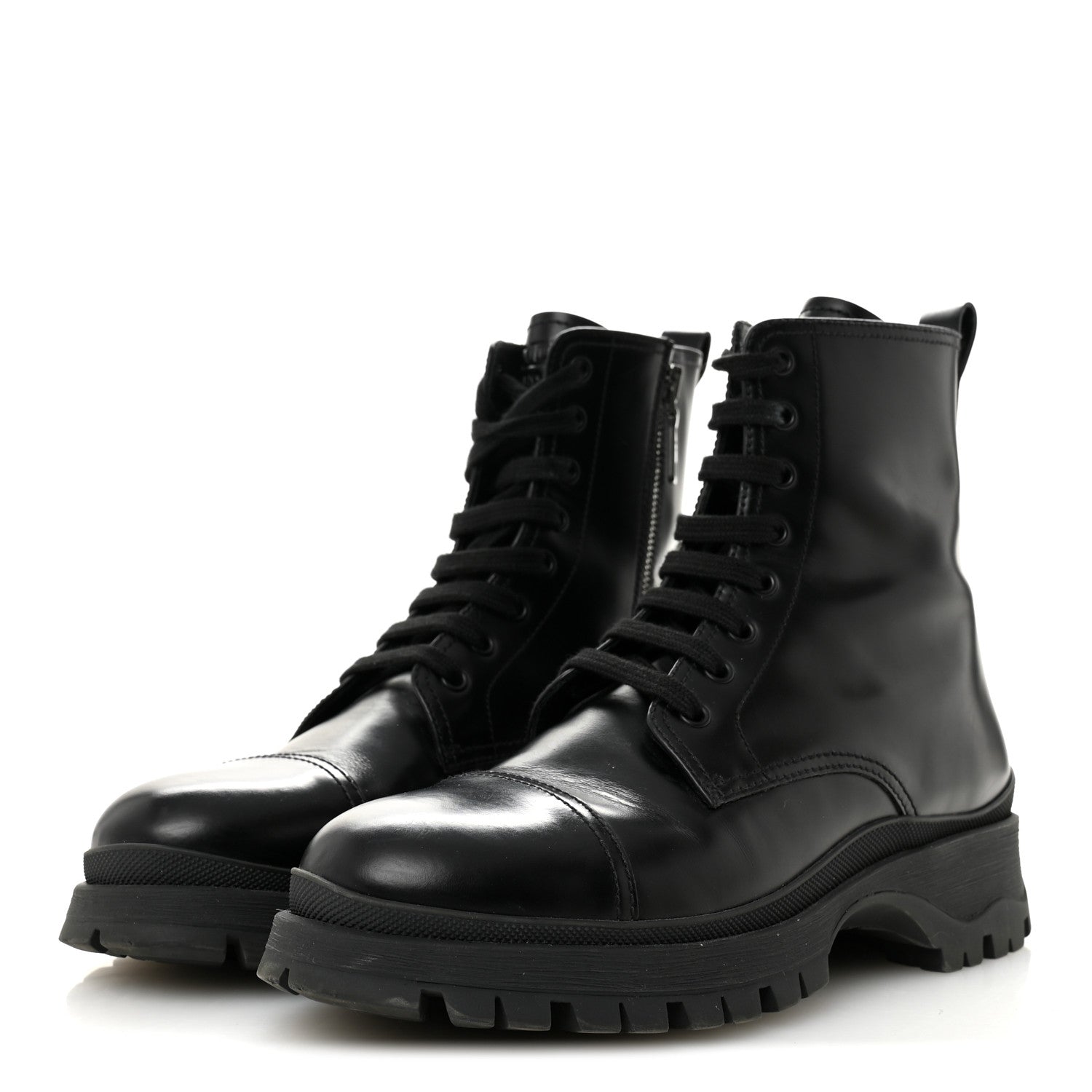 Prada Spazzolato Chocolate 50mm Combat Boots 36.5 Black