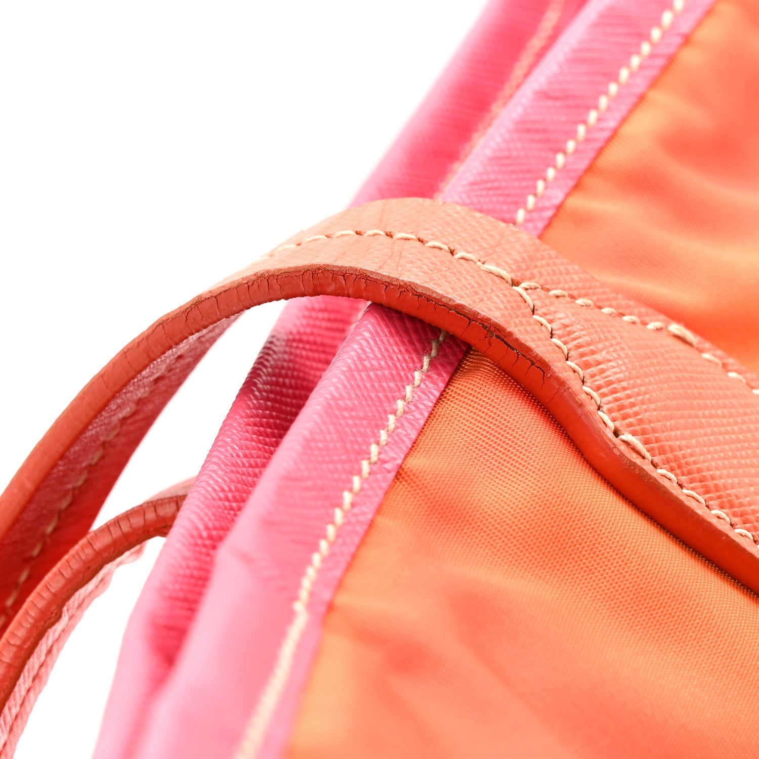 Prada Tessuto Nylon Saffiano Tote Papaya Ibisco