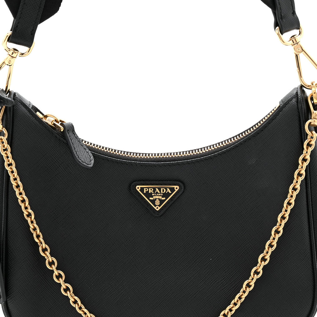 Prada Saffiano Lux Re-Edition 2005 Shoulder Bag Black