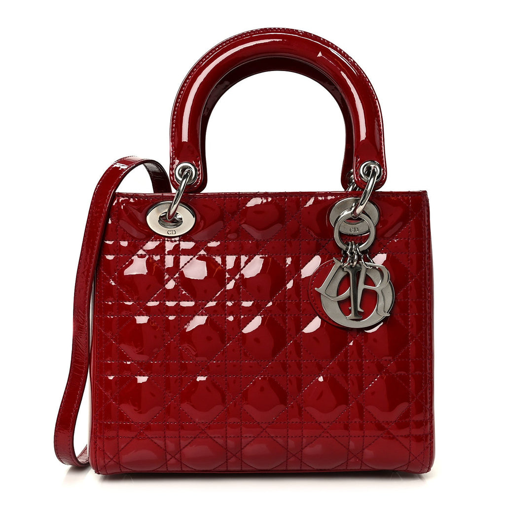 Christian Dior Patent Cannage Medium Lady Dior Red