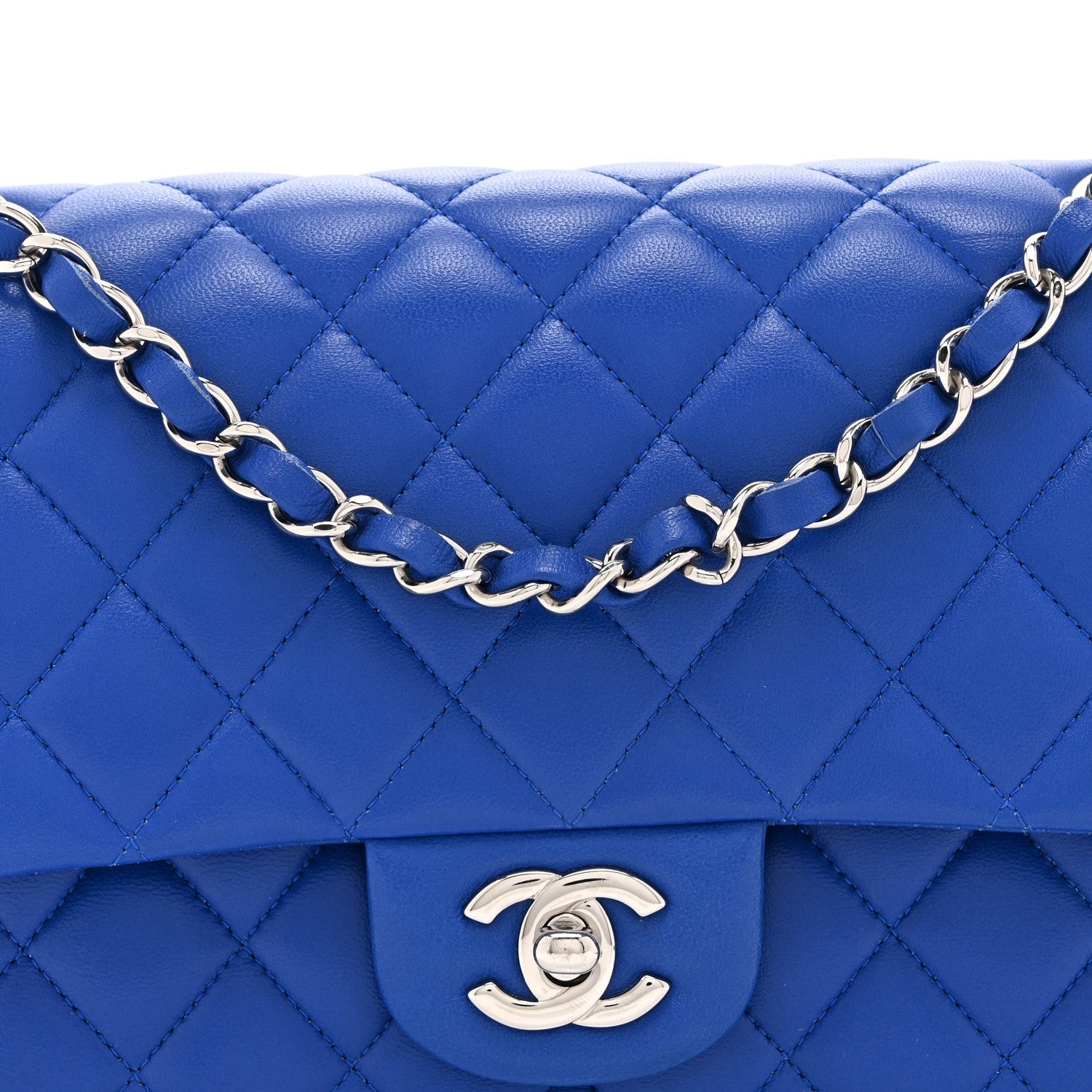 Chanel Lambskin Quilted Medium Double Flap Blue