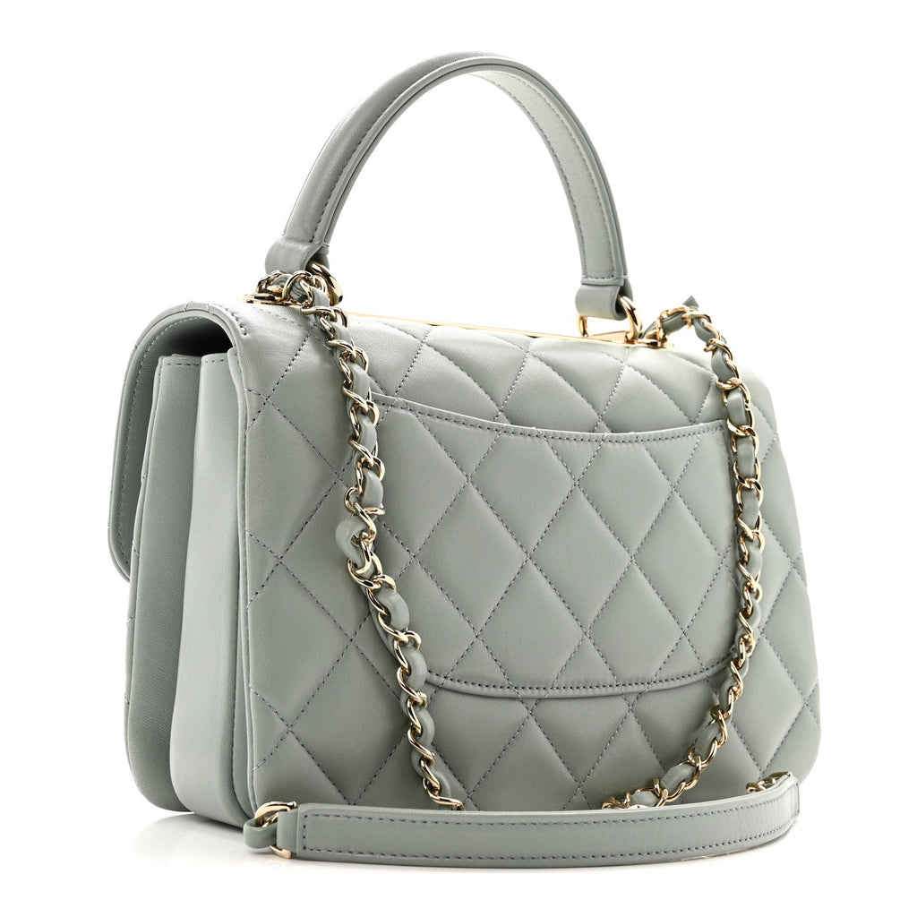 Chanel Lambskin Quilted Small Trendy CC Flap Dual Handle Bag Grey