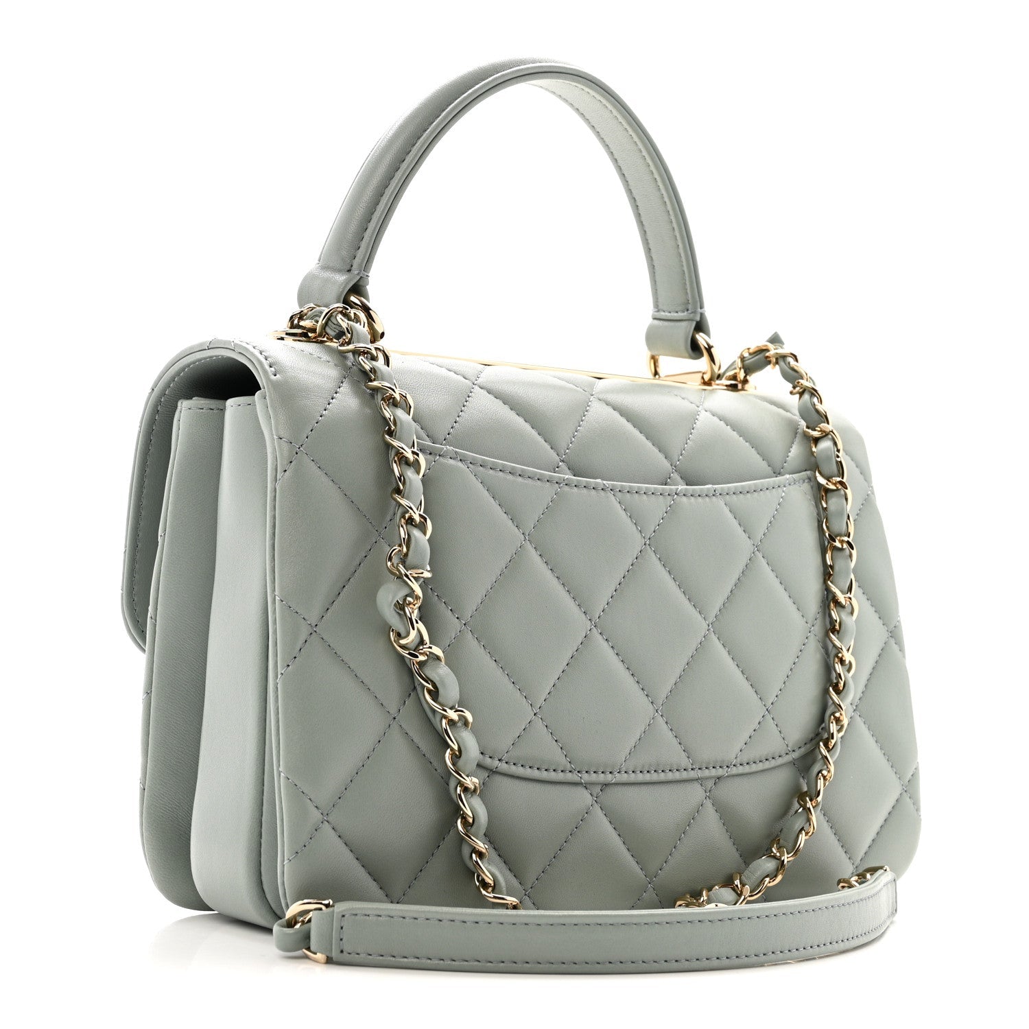 Chanel Lambskin Quilted Small Trendy CC Flap Dual Handle Bag Grey