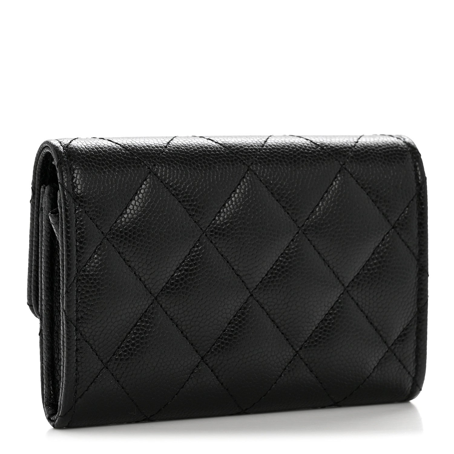 Caviar Quilted CC Flap Card Holder Black