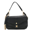 Chanel Sheepskin Chevron Quilted Mini Double Chevron Flap Black
