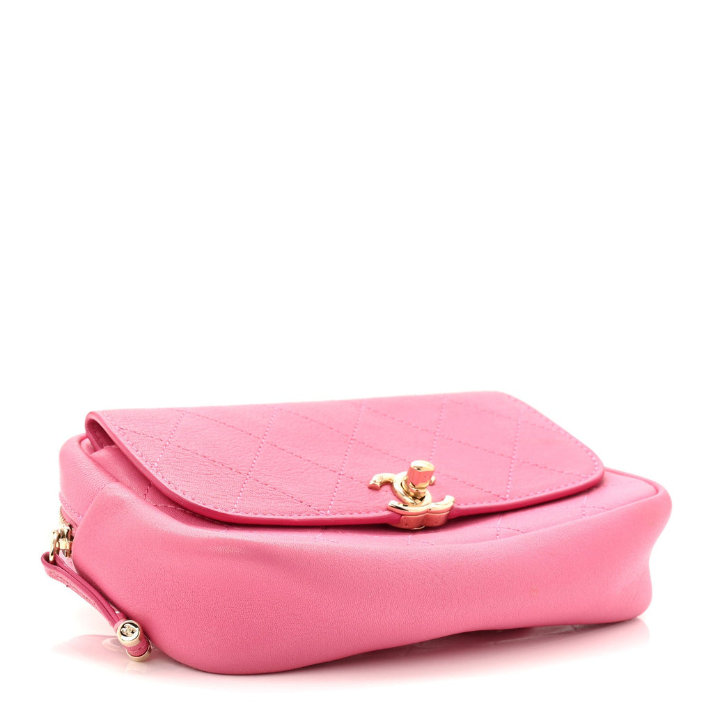 Chanel Goatksin Quilted Casual Trip Waist Bag Pink