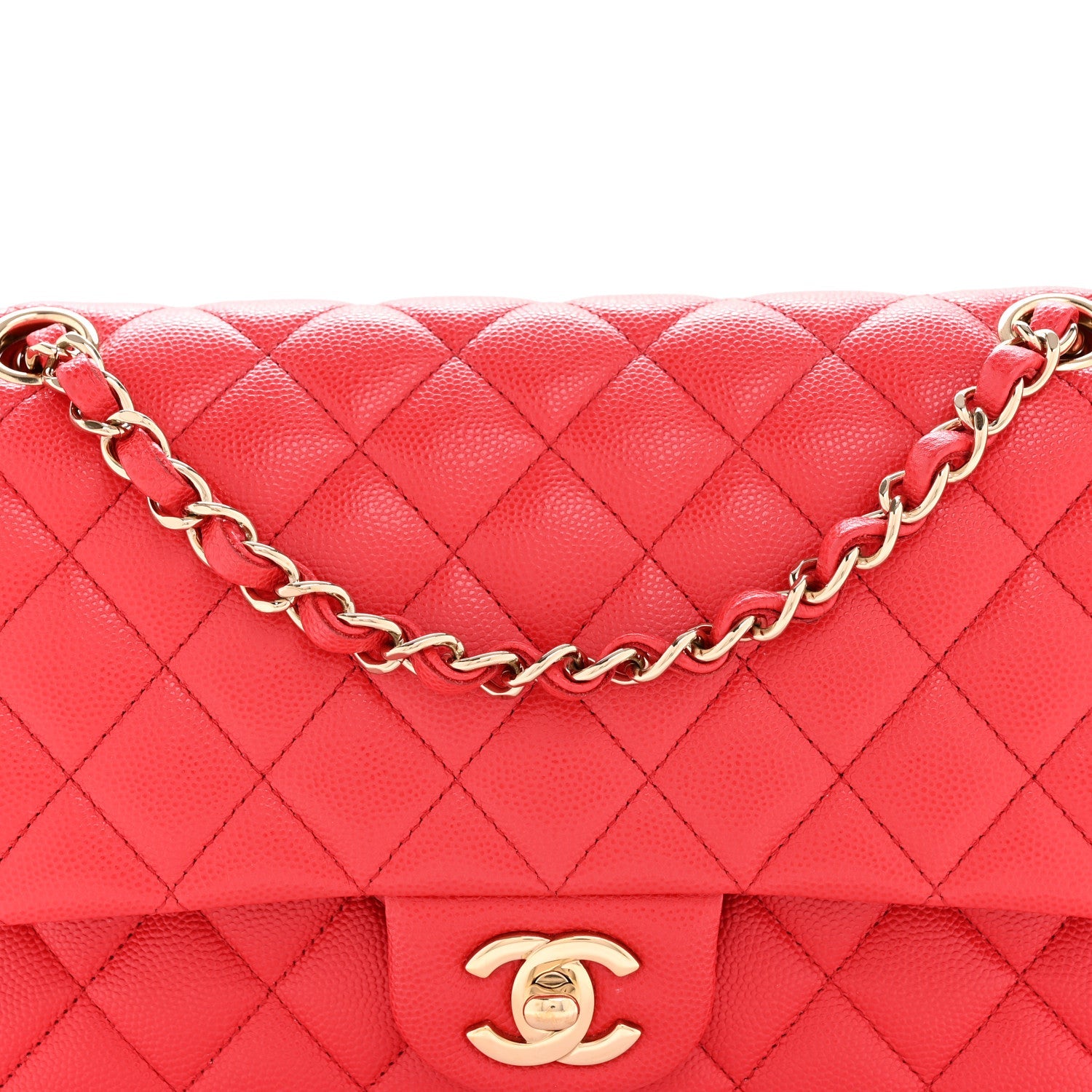 Chanel Caviar Quilted Medium Double Flap Red
