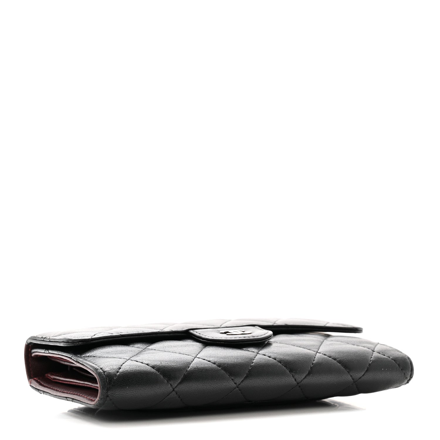 Lambskin Quilted Large Flap Wallet Black