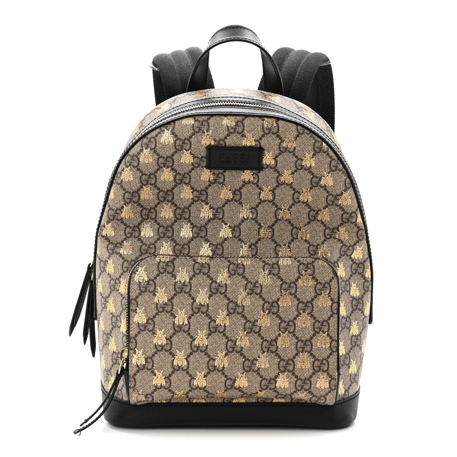 Gucci GG Supreme Monogram Bees Print Small Day Backpack Beige Oro Black