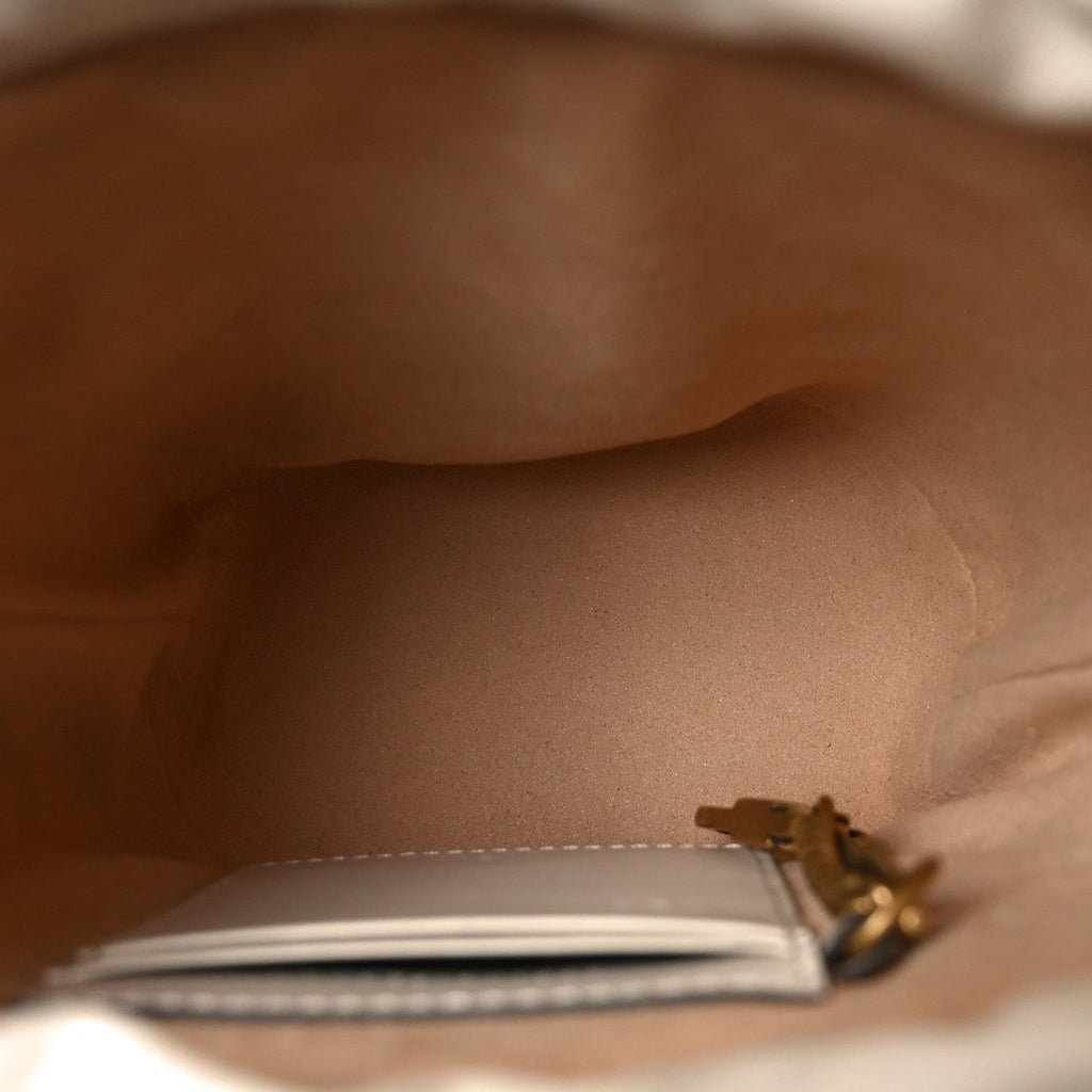 Gucci Calfskin Matelasse Mini GG Marmont 2.0 Bucket Bag White