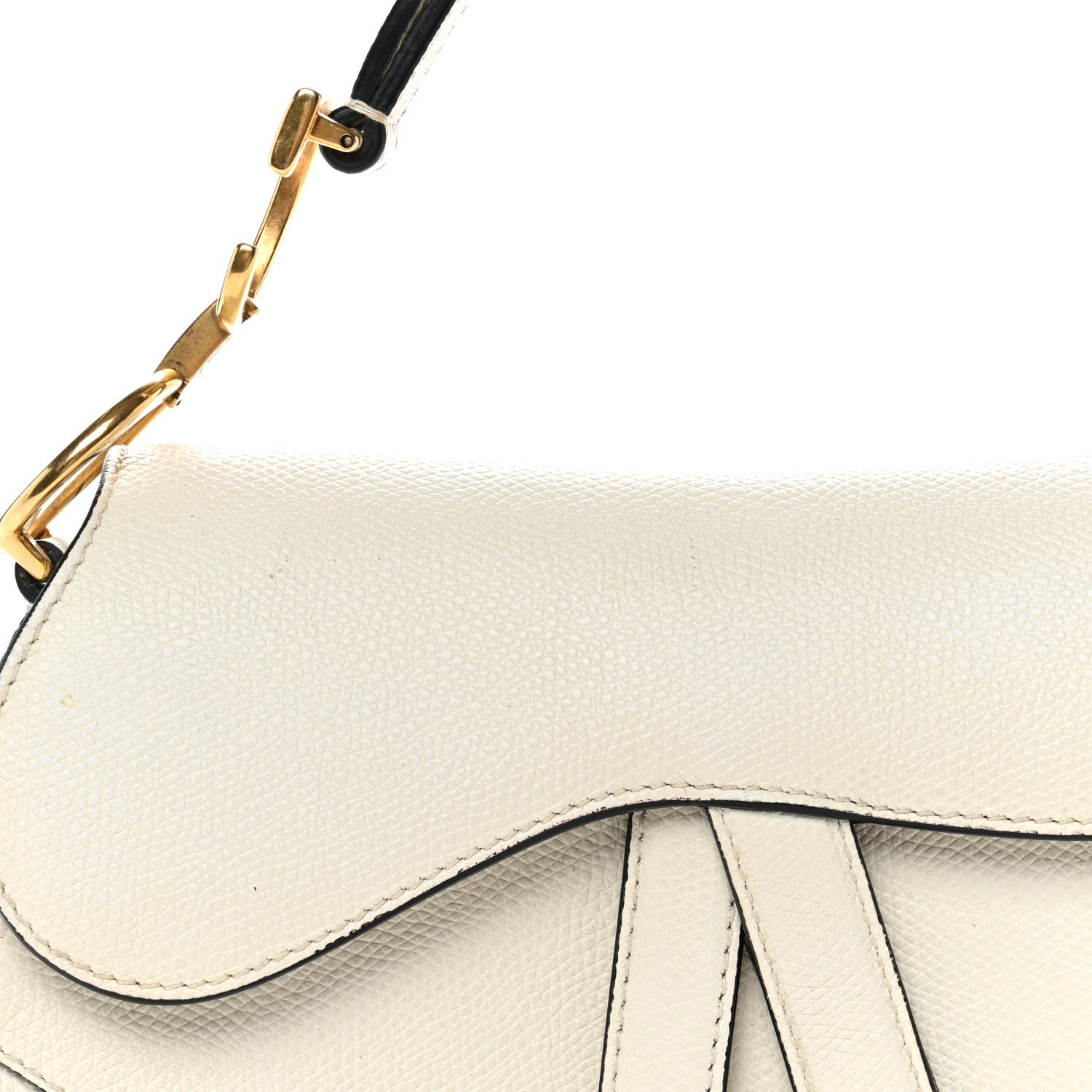 Christian Dior Grained Calfskin Mini Saddle Bag White