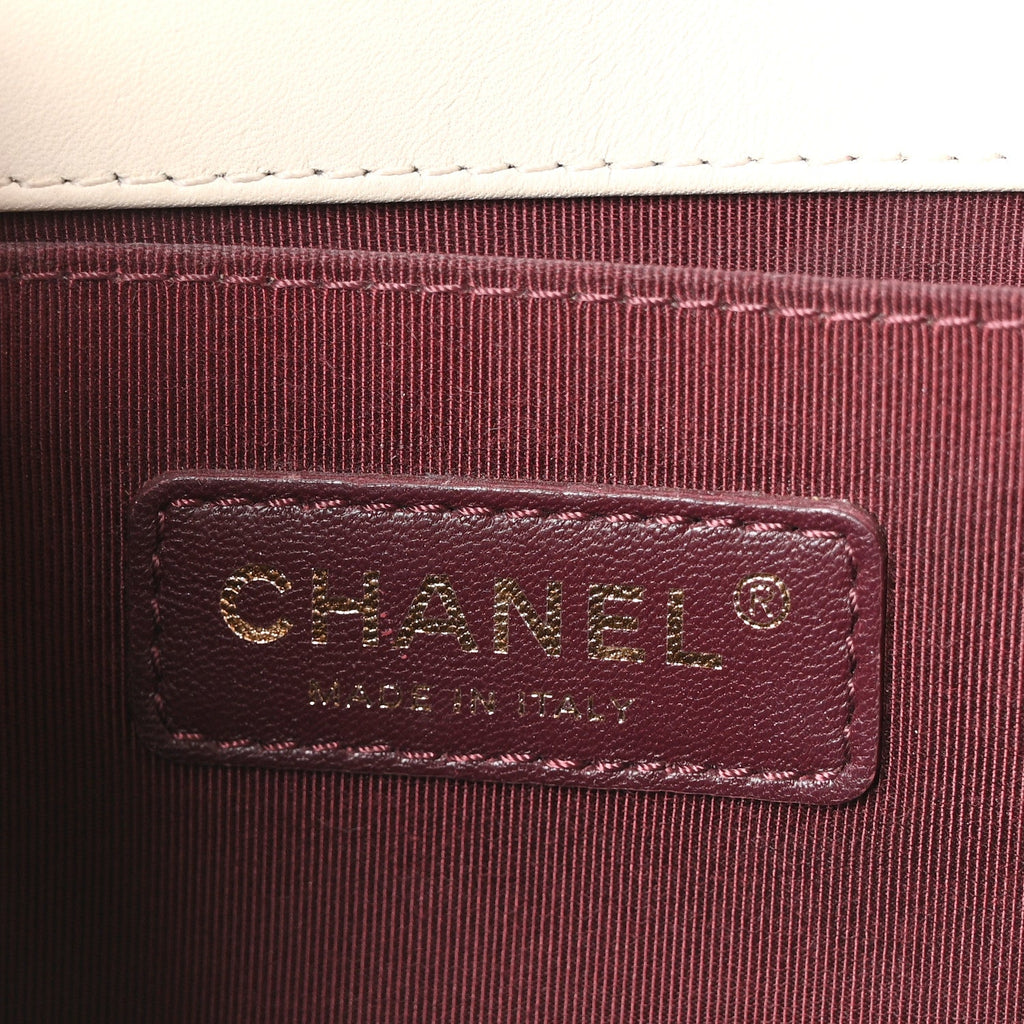 Chanel Caviar Calfskin Chevron Medium Boy Flap White