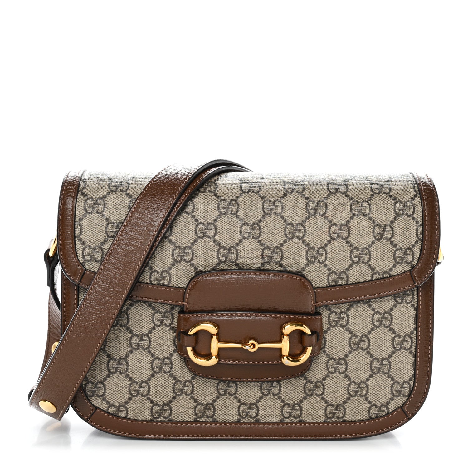 Gucci GG Supreme Monogram Horsebit 1955 Shoulder Bag Beige Brown Sugar