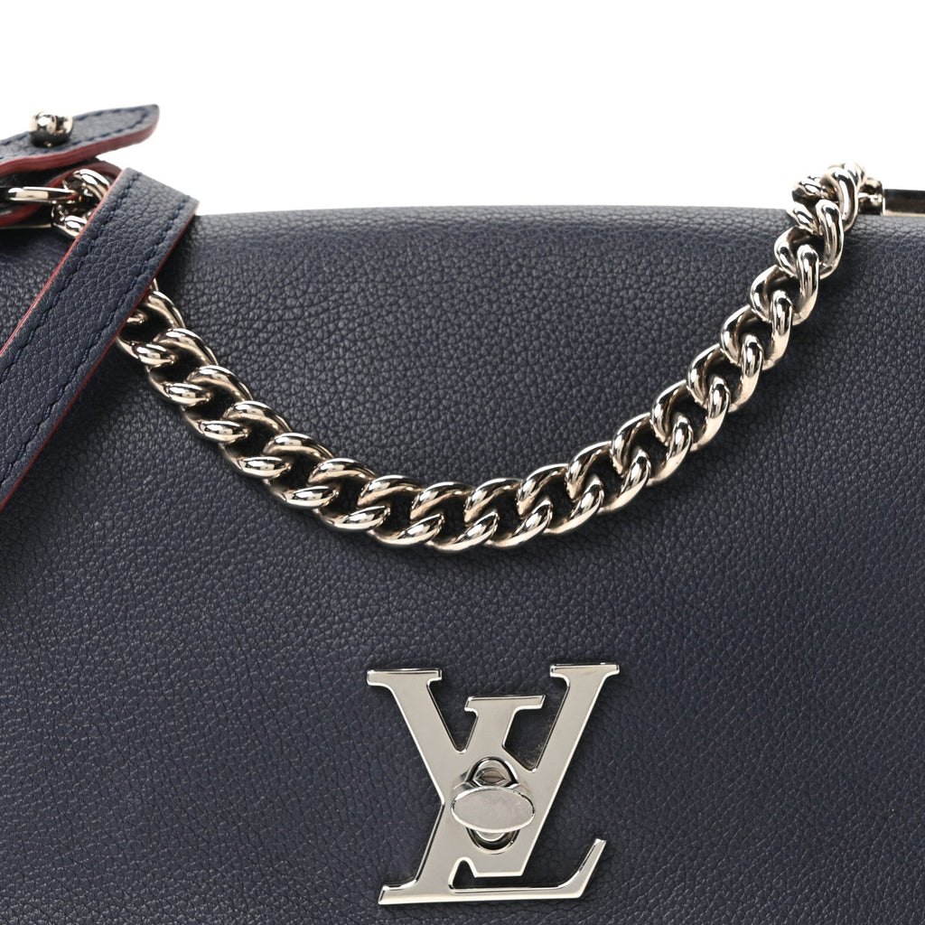 Louis Vuitton Calfskin Lockme II Chain Bag BB Marine Rouge