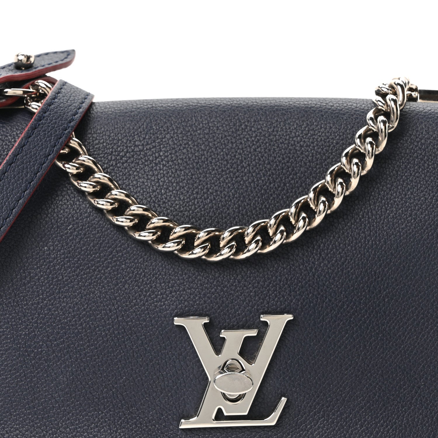 Louis Vuitton Calfskin Lockme II Chain Bag BB Marine Rouge