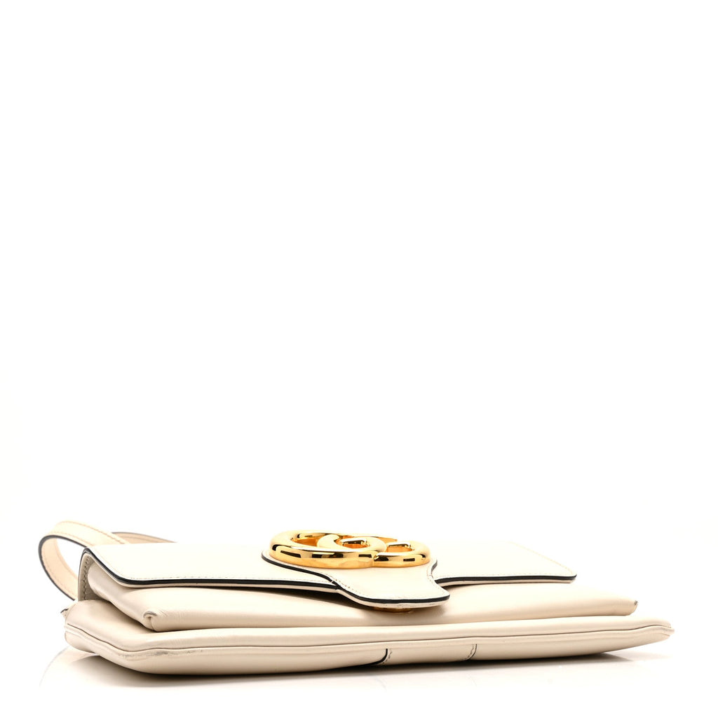 Gucci Calfskin Small Arli Flap Shoulder Bag Mystic White