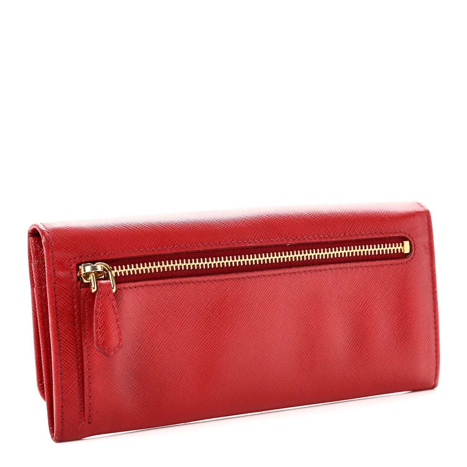 Prada Saffiano Metal Continental Flap Wallet Fuoco
