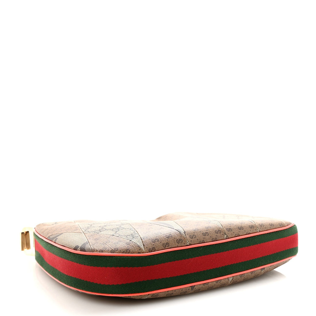 Gucci GG Supreme Monogram Mix Monogram Web Patchwork Large Attache Shoulder Bag Beige Multicolor