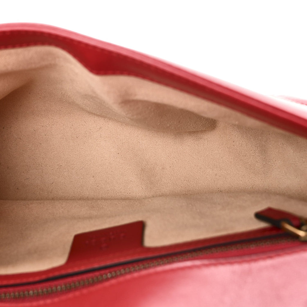 Gucci Calfskin Matelasse Small GG Marmont Shoulder Bag Hibiscus Red