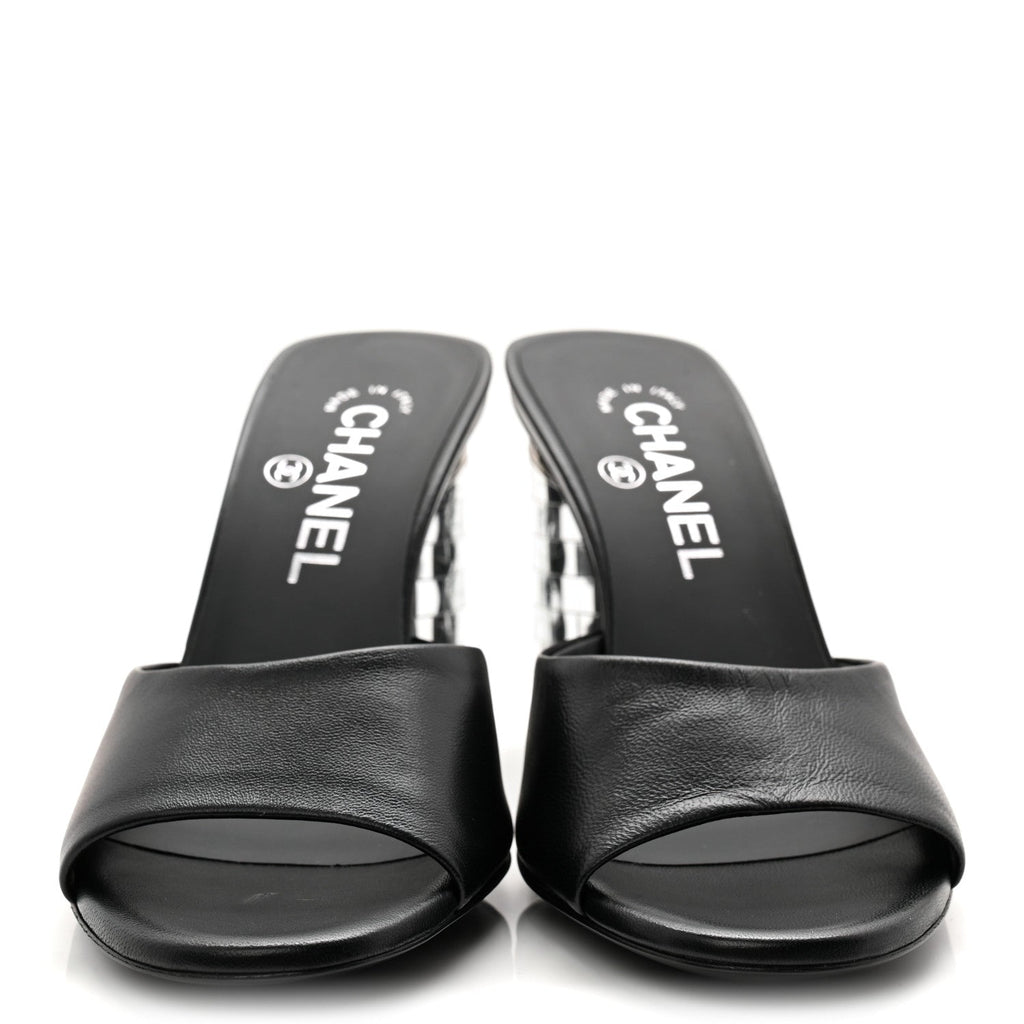 Lambskin Mirror Mules 35.5 Black