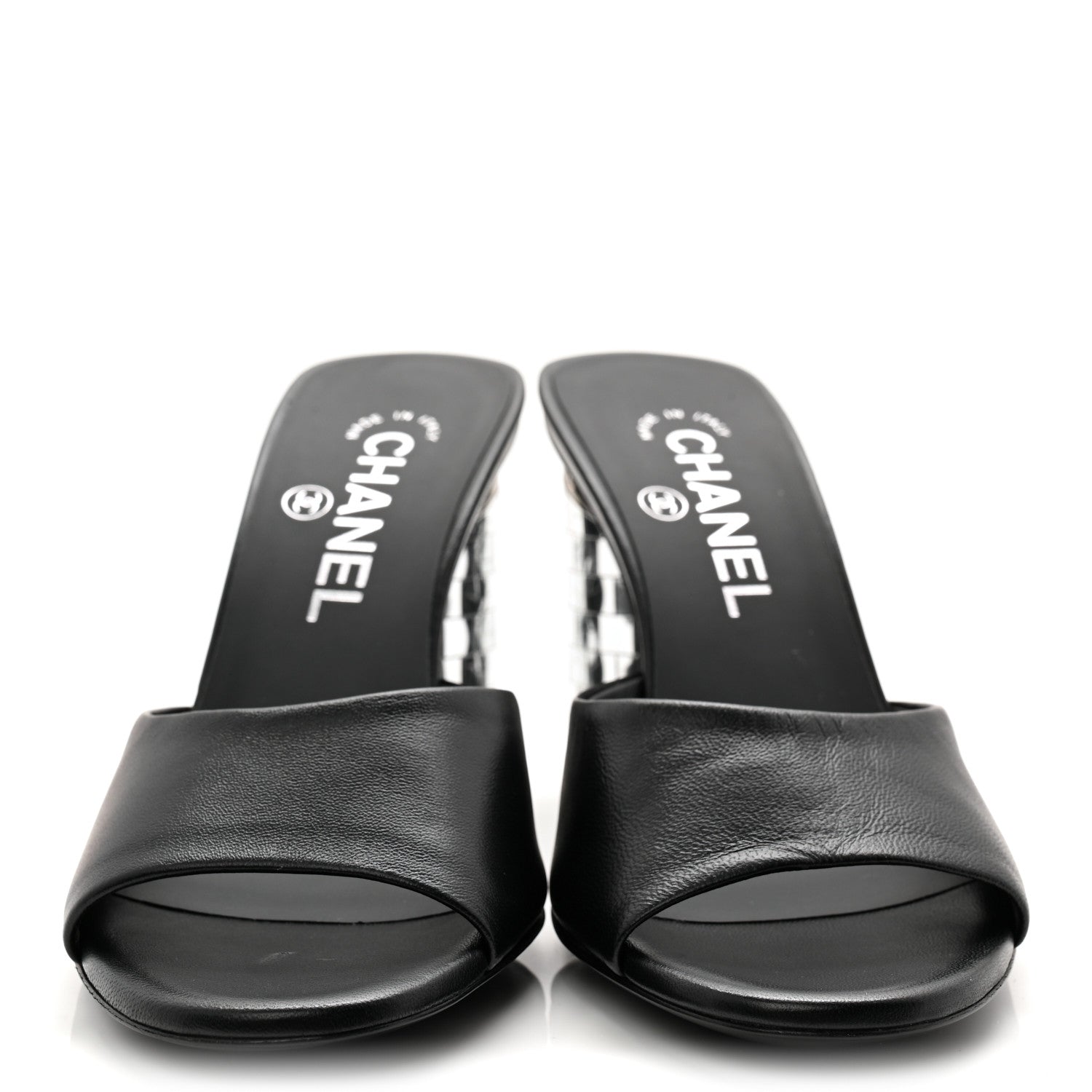 Lambskin Mirror Mules 35.5 Black