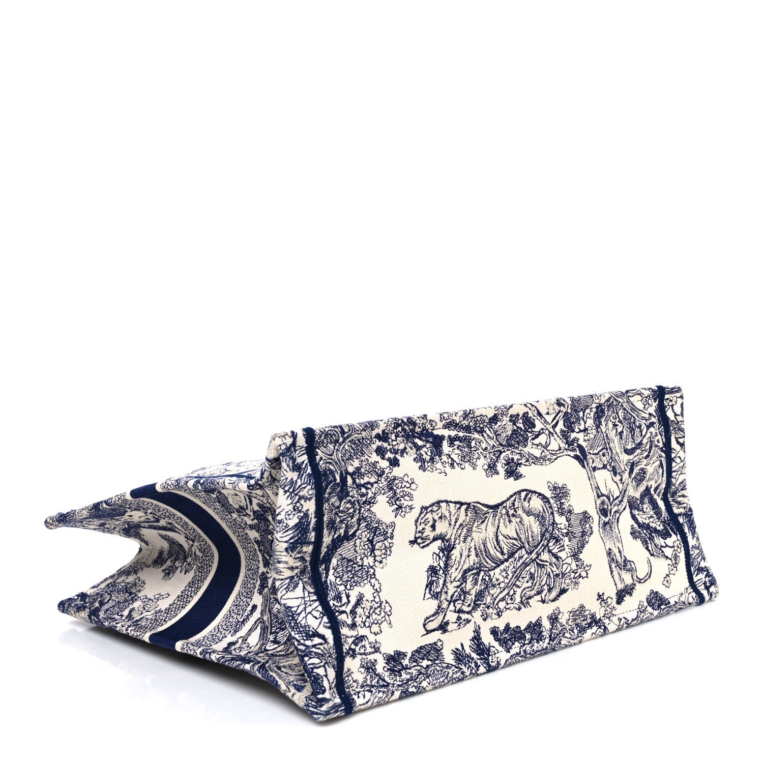 Christian Dior Canvas Embroidered Large Dioriviera Toile De Jouy Book Tote Blue