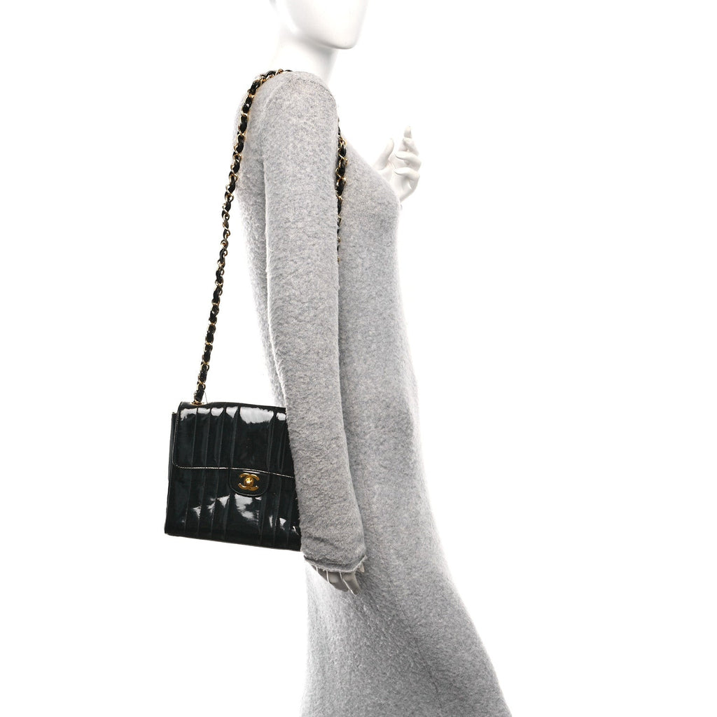 Chanel Patent Vertical Quilt Small Flap Black