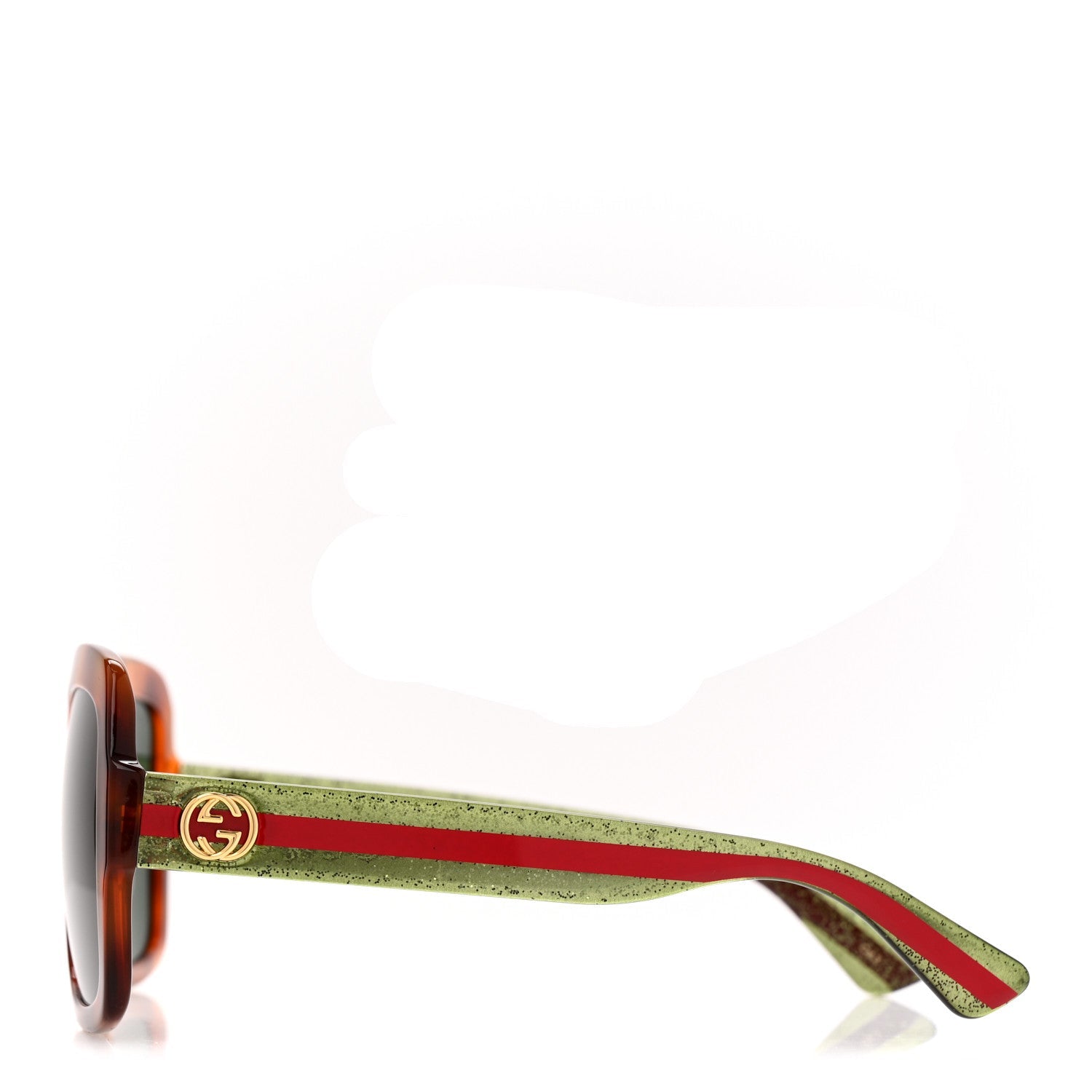 Gucci Acetate Square Frame Web Glitter Sunglasses GG0036SN Havana