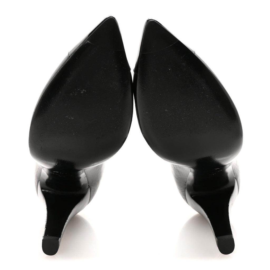 Crumpled Calfskin Cap Toe Pumps 39 Black