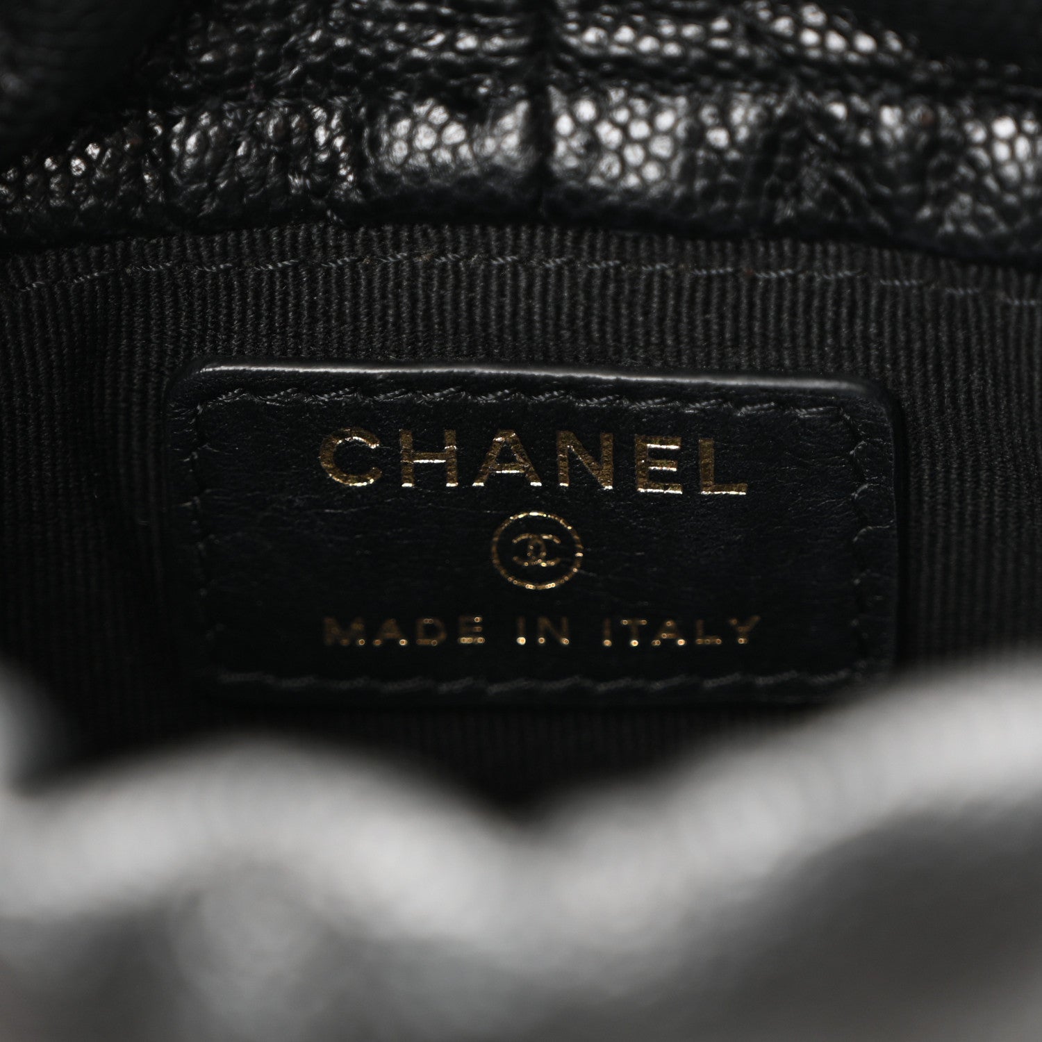 Chanel Caviar Quilted Coco First Bucket Clutch With Chain Black