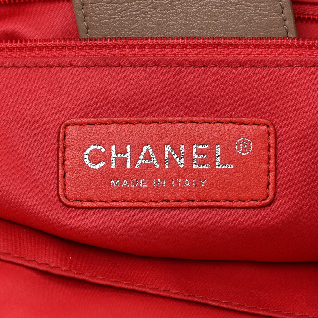Chanel Vinyl Large Lipstick Tote Dark Beige