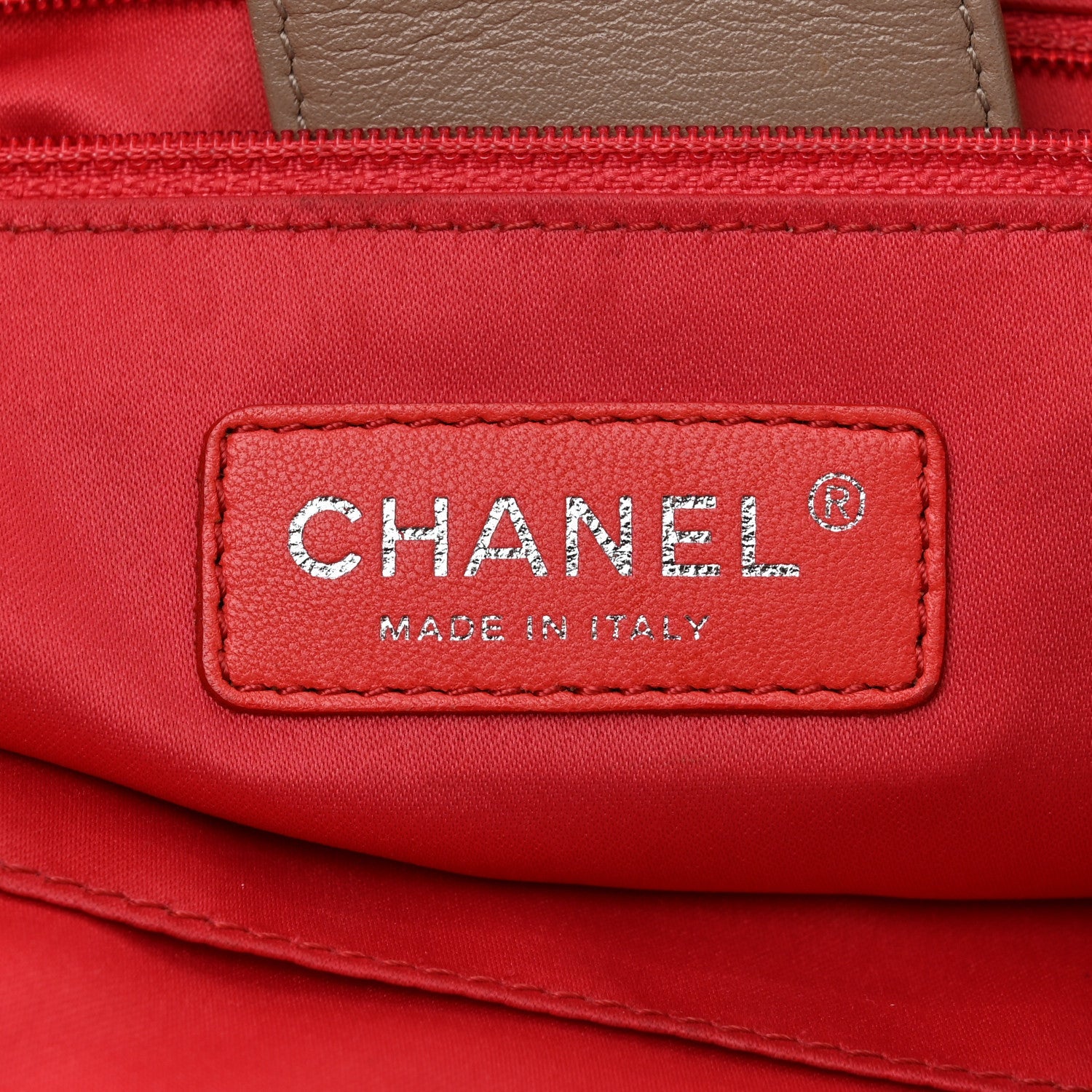 Chanel Vinyl Large Lipstick Tote Dark Beige