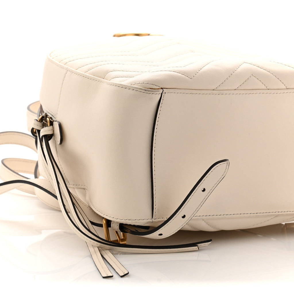 Gucci Calfskin Matelasse GG Marmont Dome Backpack White