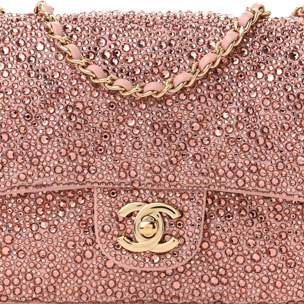 Chanel Lambskin Crystal Diamante Small Flap Light Pink