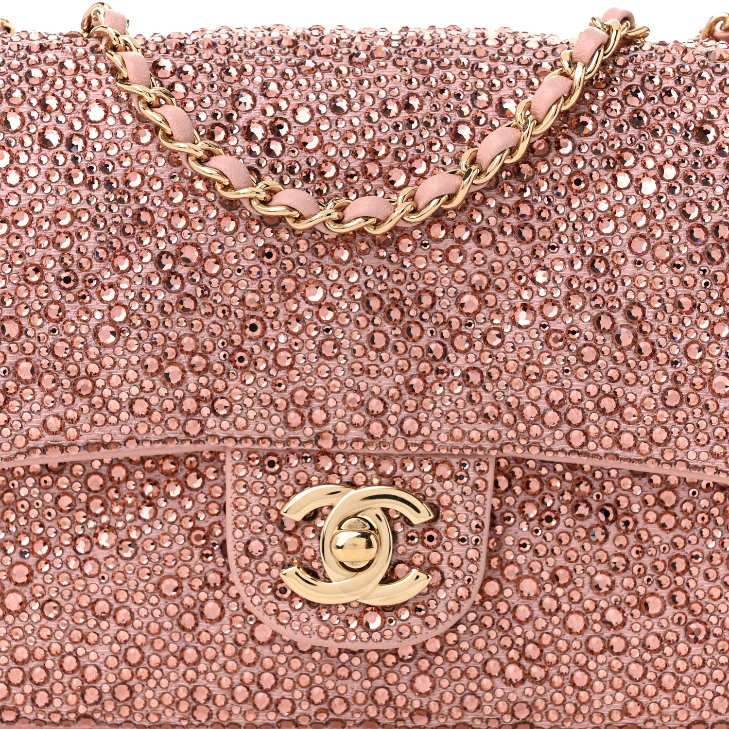 Chanel Lambskin Crystal Diamante Small Flap Light Pink