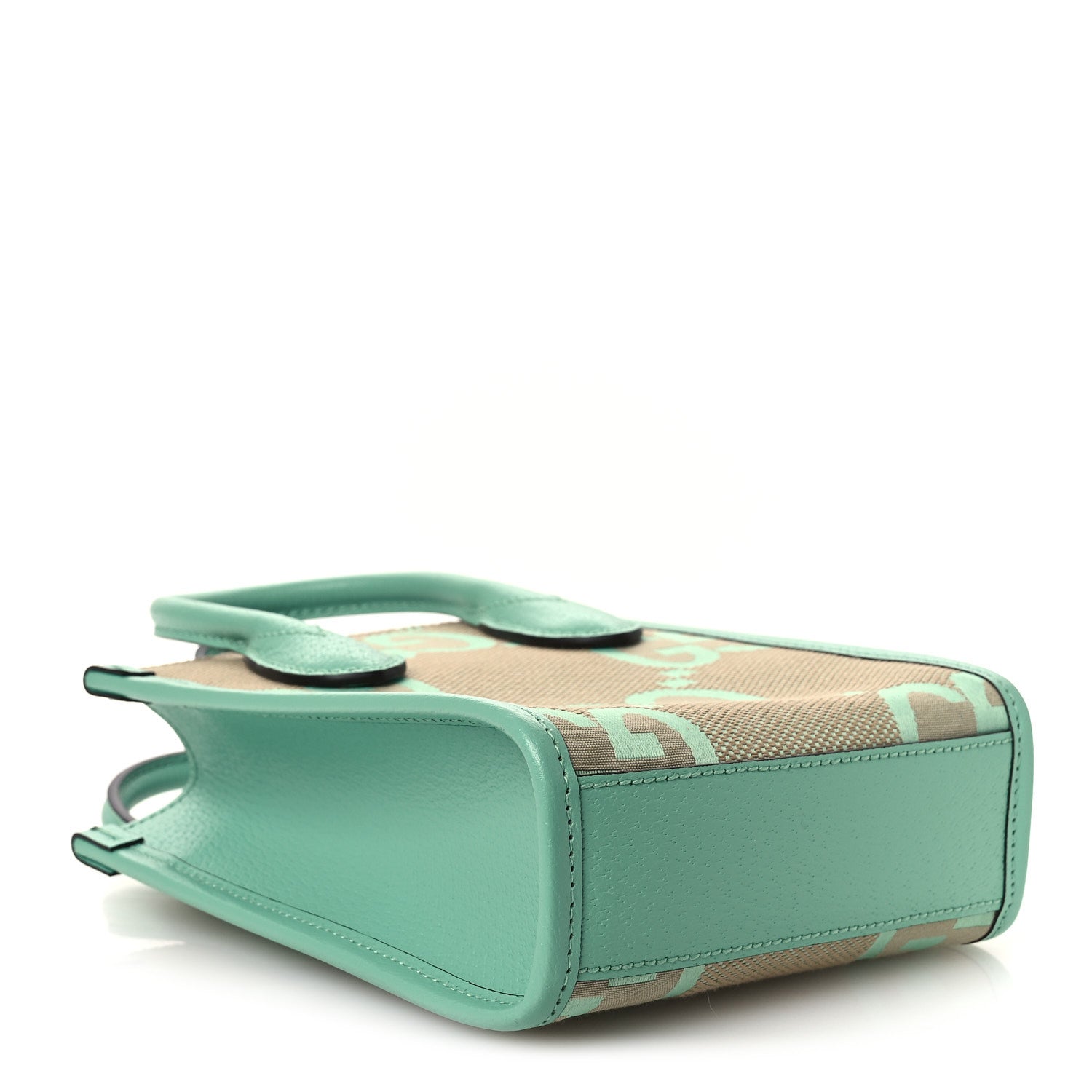 Gucci Monogram Jumbo GG Textured Dollar Calfskin Mini Tote Bag Pepperlight Mint