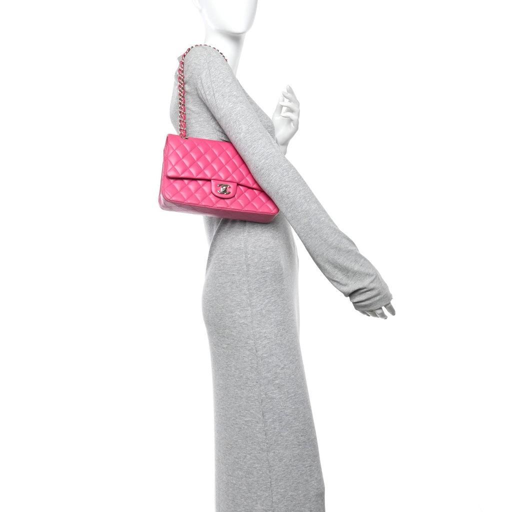 Chanel Lambskin Quilted Medium Double Flap Pink