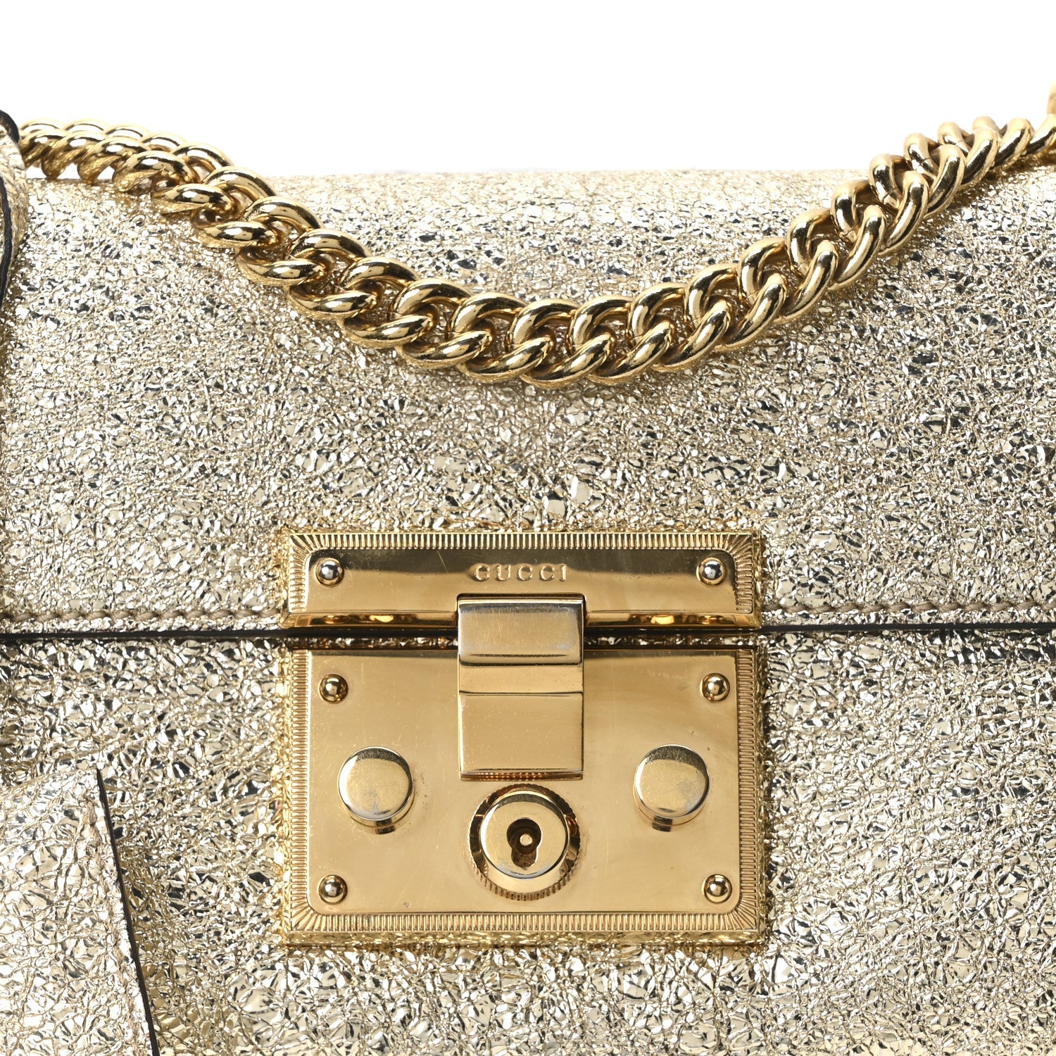 Gucci Galassia Small Padlock Shoulder Bag Platino