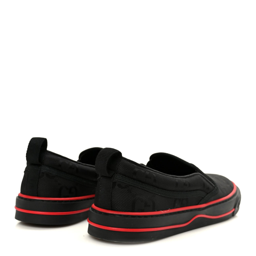 Gucci GG Nylon Mens 1977 Tennis Slip On Sneakers 8.5 Black